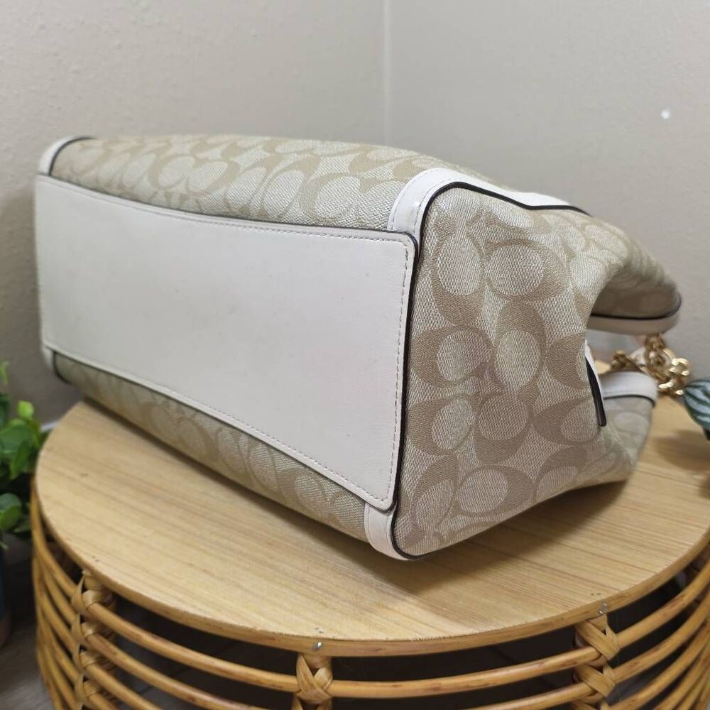 Coach Kristy Signature Hobo Shoulder Bag | Light Khaki Coated Canvas & Chalk Lea - Picture 6 of 14